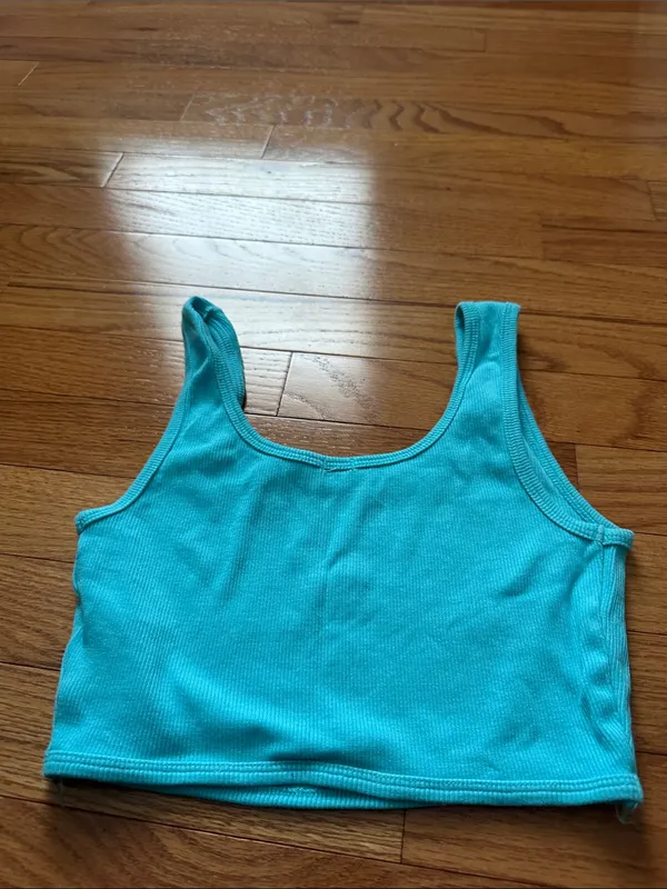 Garage Turquoise Ribbed Crop Tank Top - Image 2