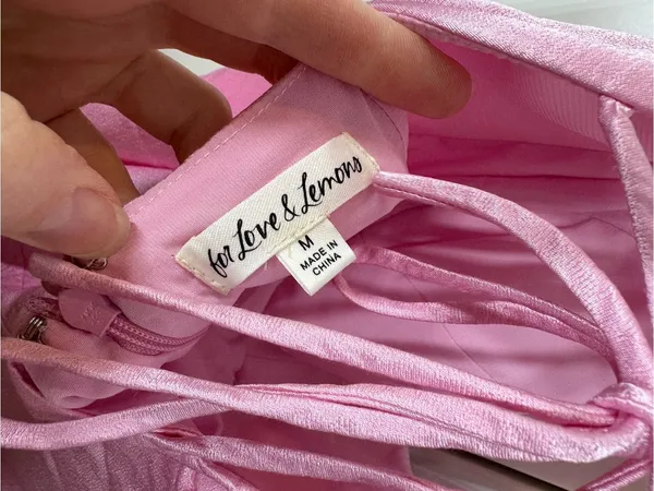 For love & lemons Elora satin Mini Dress in Pink Crystal embellished size medium - Image 8