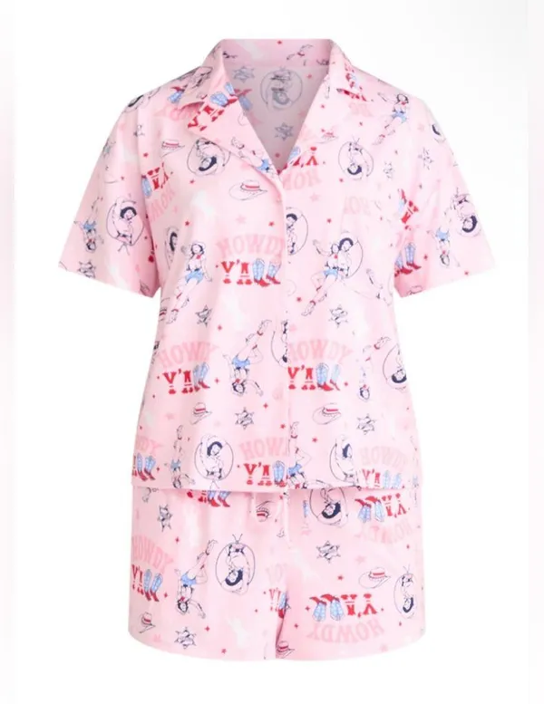 CELEBRATE Patriotic Womens Shorts PJ Set Size 2X 18W-20W Cowgirl Theme New - Image 5