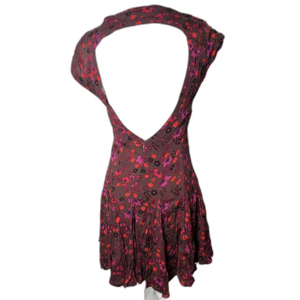 Free People It Takes Two Floral Open Back Wrap Dress, Plum Combo size M - Image 8