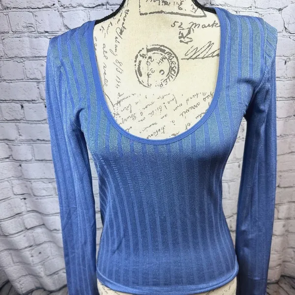 Free People Lucky You Layering Scoop Neck Top Blue M/L - Image 7