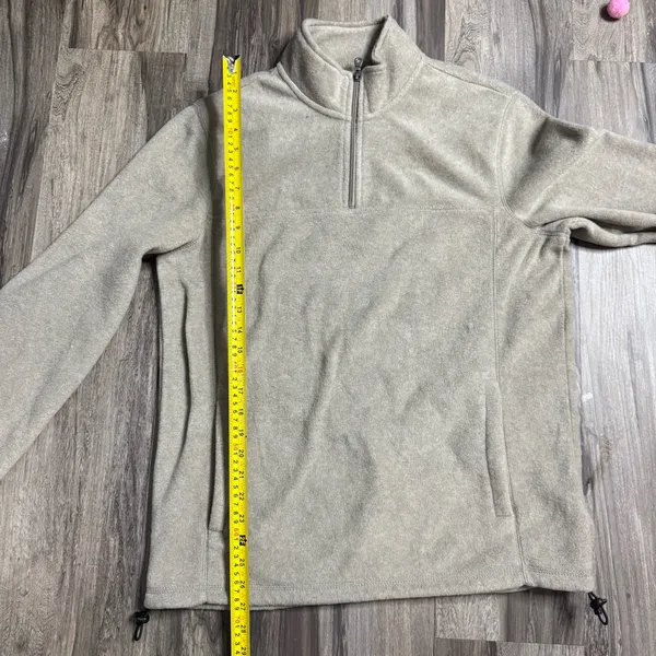 Croft & Barrow Tan Fleece Quarter Zip Pullover Men's Medium - Image 9