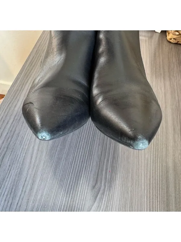 Marc Fisher Black Leather Zip Up Boots With Heel Booties Size 8 - Image 7