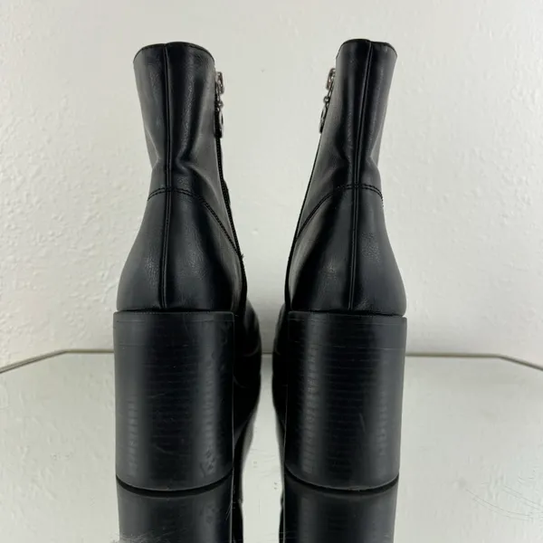 Dirty Laundry Black Faux Leather Edgy Grunge Groovy Chunky Platform Ankle Boots - Image 5