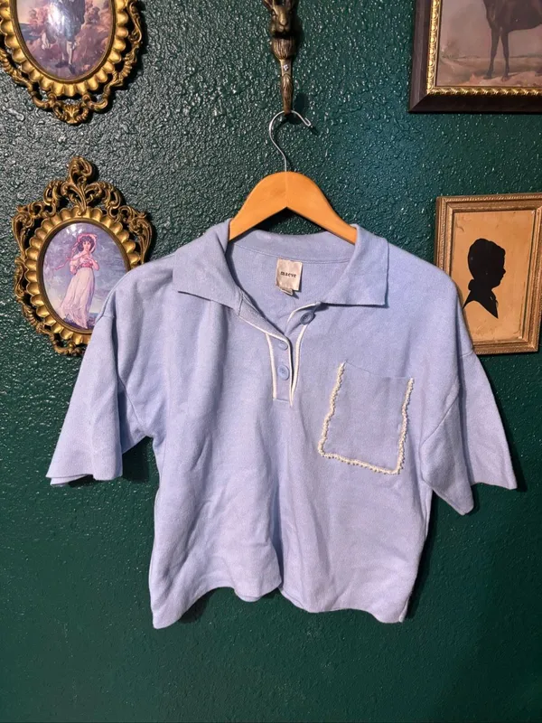 Anthropologie Maeve The Elliot Embellished Pocket Shirt Sz XS Baggy - Image 2