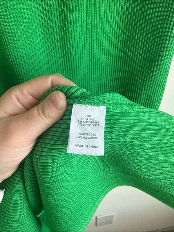 Meshki Green Rib Knit Strapless Tube Maxi Dress Skirt Stretch S - Image 5