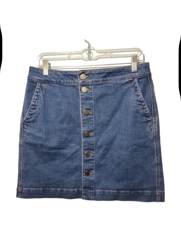 LOFT denim button down mini skirt 8 western/rodeo Texas Nashville - Image 2