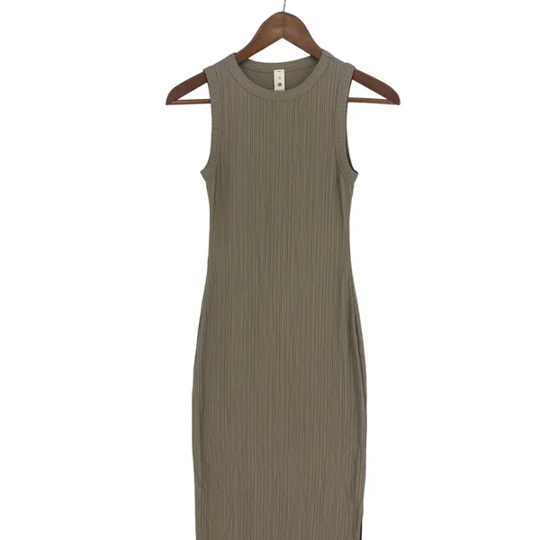 Lululemon Sleeveless Pleated Stretch Maxi Dress Sheer Oak‎ XXS - Image 6