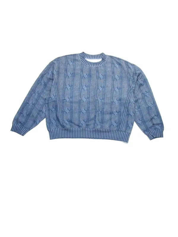 NWT Rag & Bone Miramar Cable-Effect Sweatshirt in Indigo Cotton Fleece M - Image 5