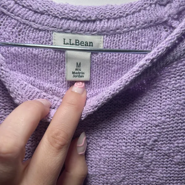 L.L. Bean Womens Lavender Purple Textured Knit Raglan Crewneck Sweater Size M - Image 3