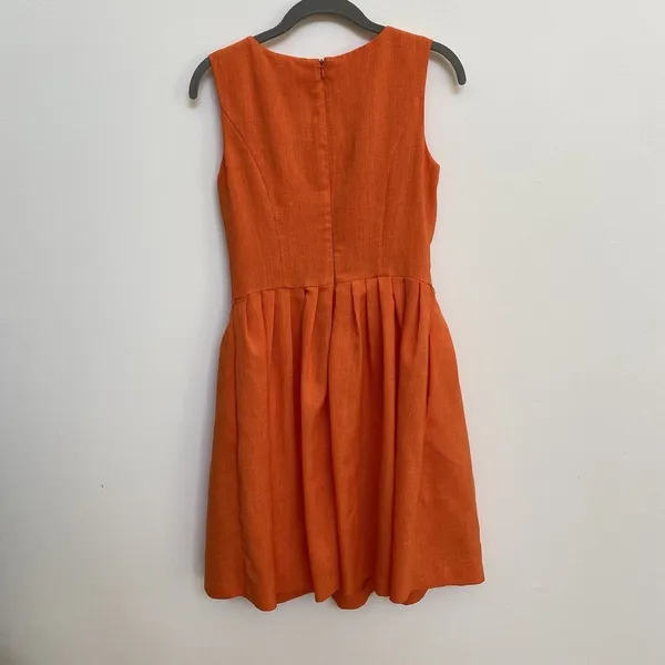 Ellen Tracy Orange Linen Blend Sleeveless Fit & Flare Dress Size‎ 2 - Image 6