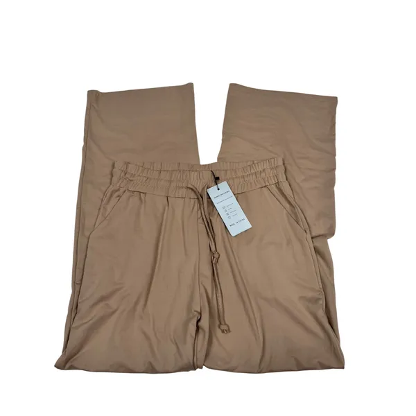 Sarin Mathews Womens Wide Leg Lounge Pants Camel Tan High Waist‎ Drawstring L - Image 3