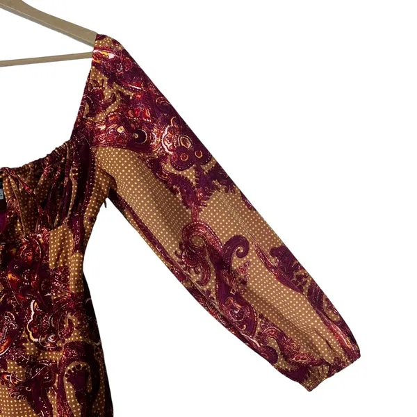 Urban Outfitters Ban Outfitters Paisley Polka Dot Mini Dress Brown Boho Size S - Image 3