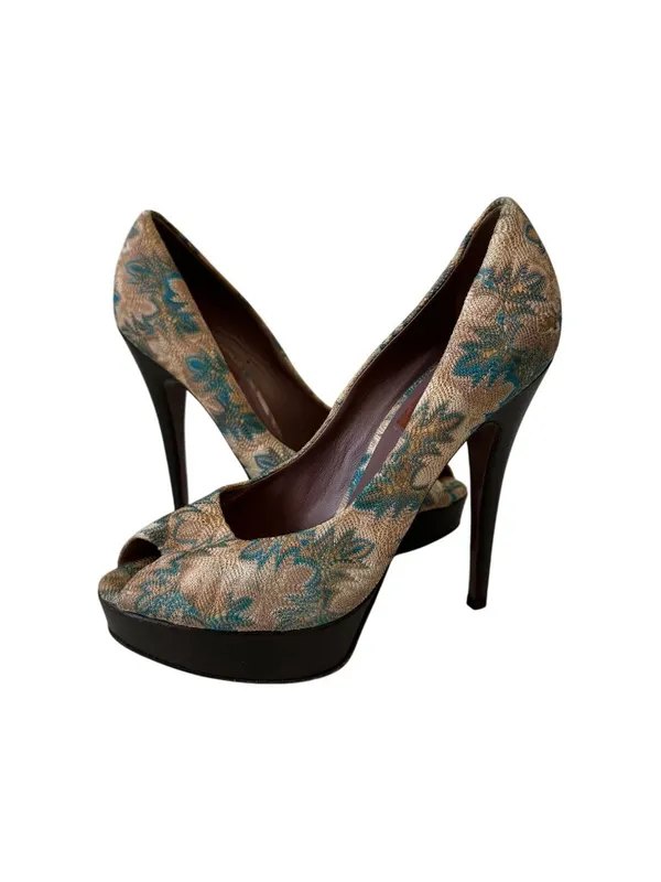 MISSONI Multicolor Patterned Platform Heels Size 38.5/8.5 - Image 3