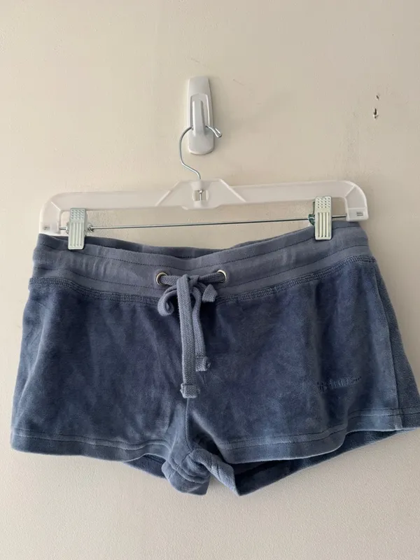 NEW!! Iets Frans Urban Outfitters‎ Mini Blue Velvet Shorts - Image 2