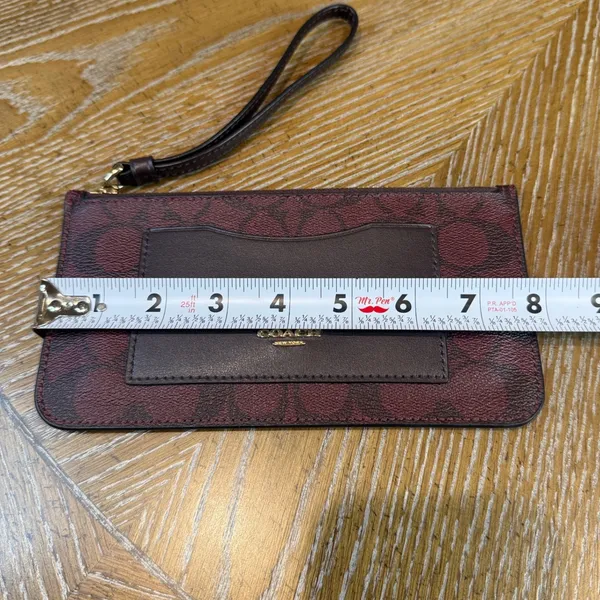 Coach Signature Slim Wristlet Card Case Burgundy Black Brown - Image 6