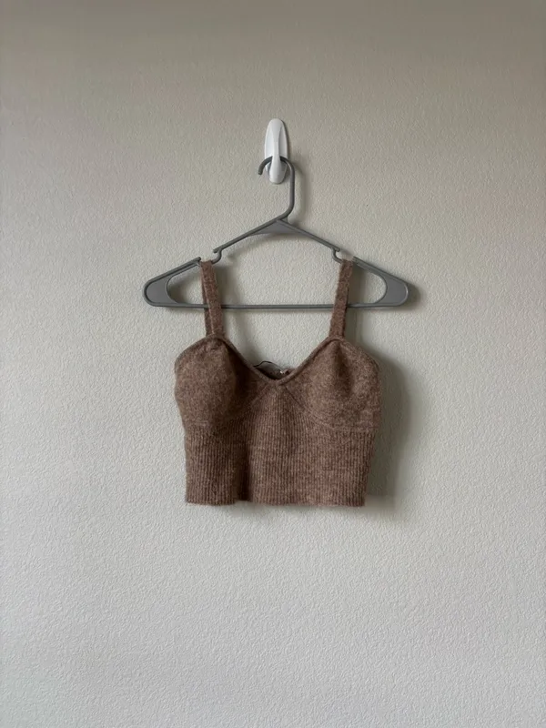 Brown Knitted Zara Tank Top - Image 2