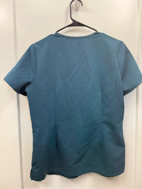 Figs Catarina V-Neck Pocket‎ Scrub Top Teal Blue Marine Small - Image 4