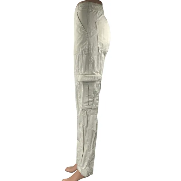 Abercrombie & Fitch Women's White High Waisted Straight Cargo Trousers Pants 0 - Image 2