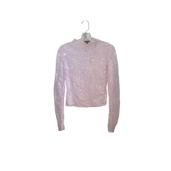 Wild Fable Pastel lace Sheer long-sleeve sequin mock neck coquette girl fairy - Image 8