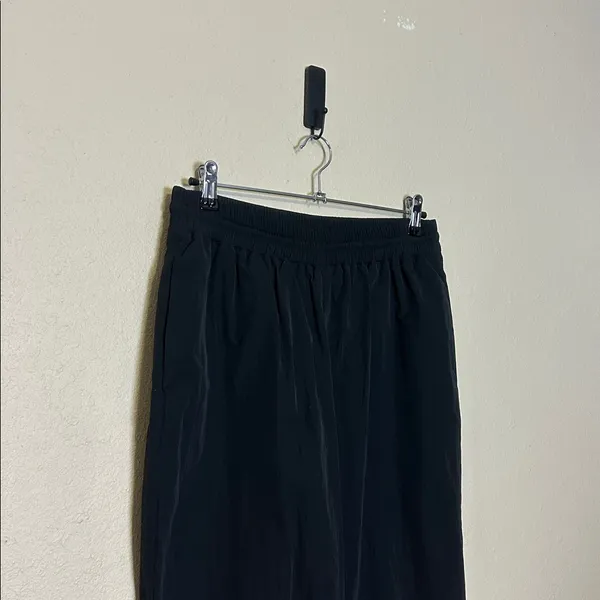 Good American Wide Leg Track Pants Black Size 2 Small Drawstring‎ Mesh Lined - Image 4