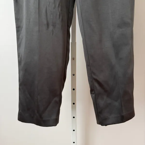 Zara‎ S Black Satin Frayed Waist Tapered Ankle Pants Preppy Classic Minimalist - Image 3