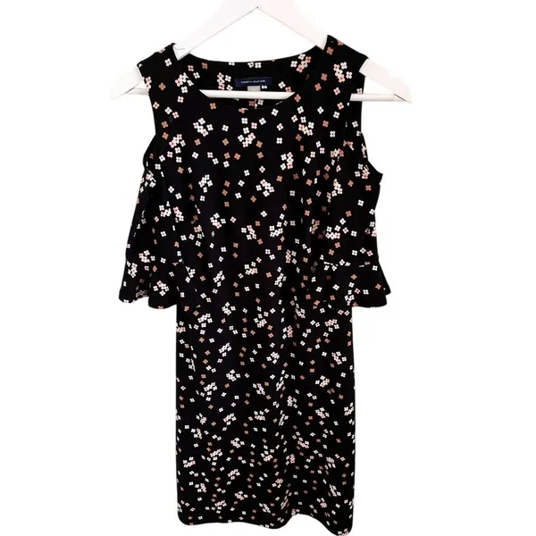 Tommy Hilfiger Women's Midi Dress Black Floral Size 2 Long Sleeve Boho Chic Fall - Image 2