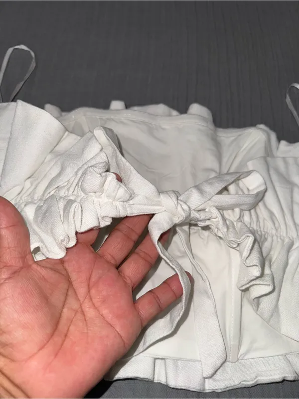 Selfie Leslie Off-Shoulder Ruffle Crop Top in Cream - Image 6