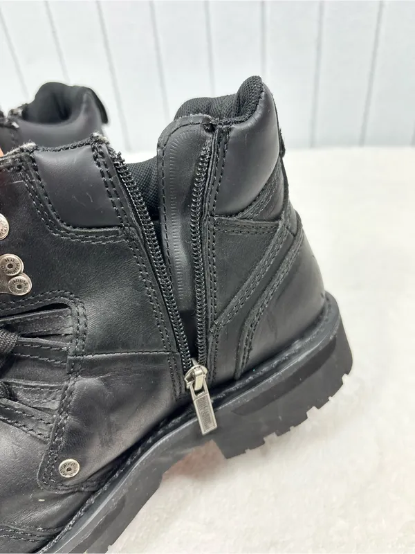 Harley-Davidson Black Leather Lace-Up Motorcycle Boots with Metal Accents Size 9 - Image 10