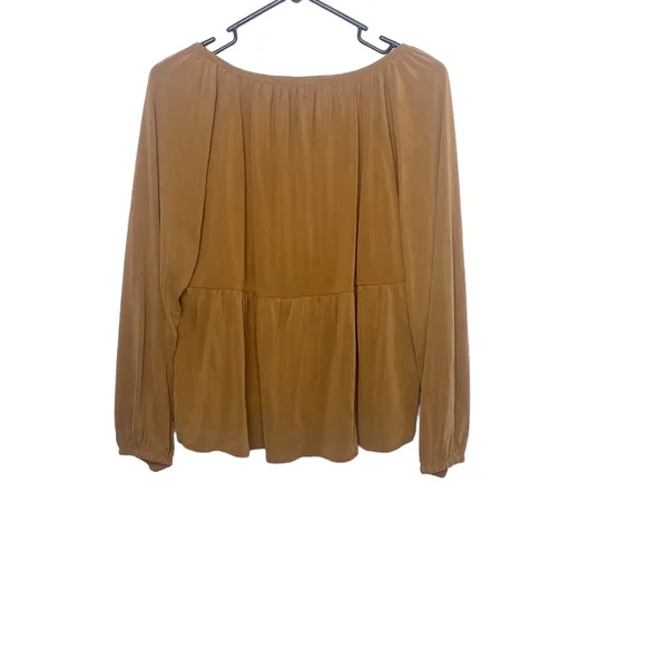 Lucky Brand Long Sleeve Smocked Top brown size large cropped modal i - Image 6