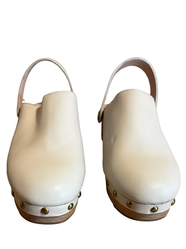 J. Crew Beige Leather Grommet Studded Convertible Clog Shoes Style Baa188 (8.5) - Image 2