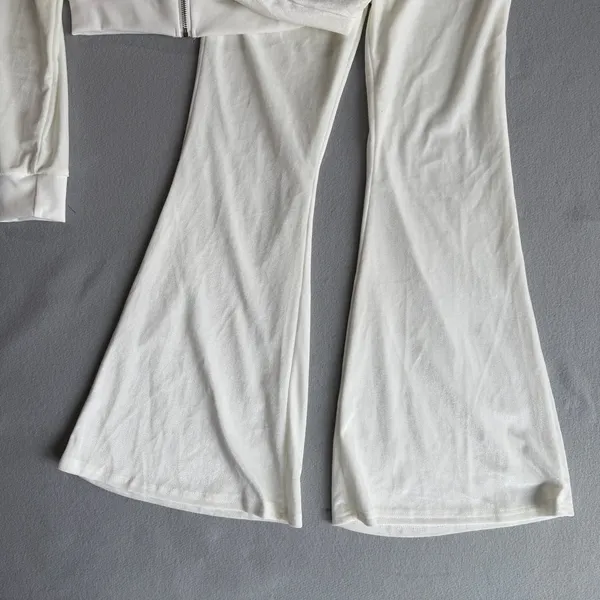 Women's Two Piece Casual Jogger Set with Cropped Full Zip Jacket Size L #260620 - Image 3