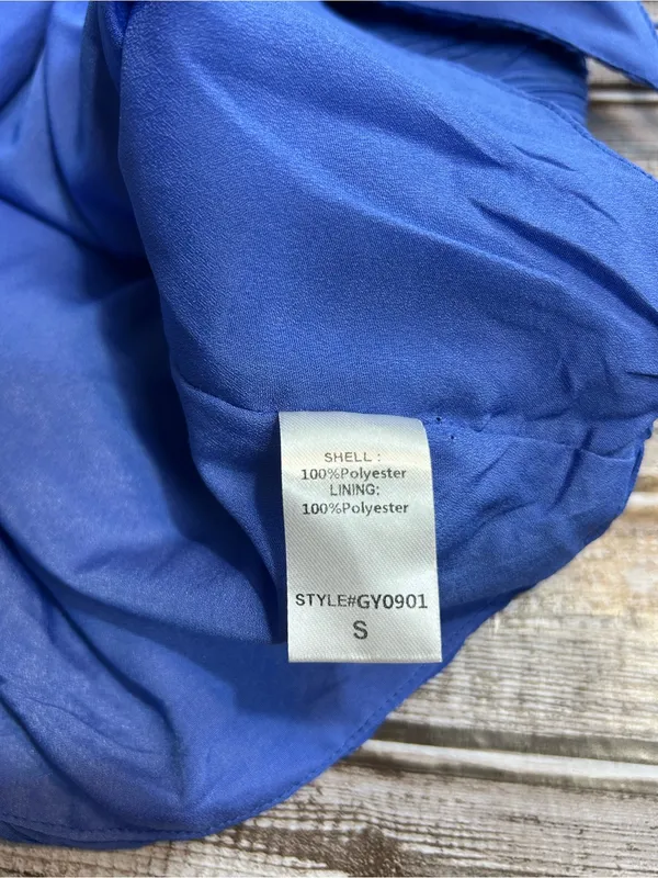 Do + Be Blue V-Neck Pleated Mini Dress - Classic Spaghetti Strap Size Small - Image 8