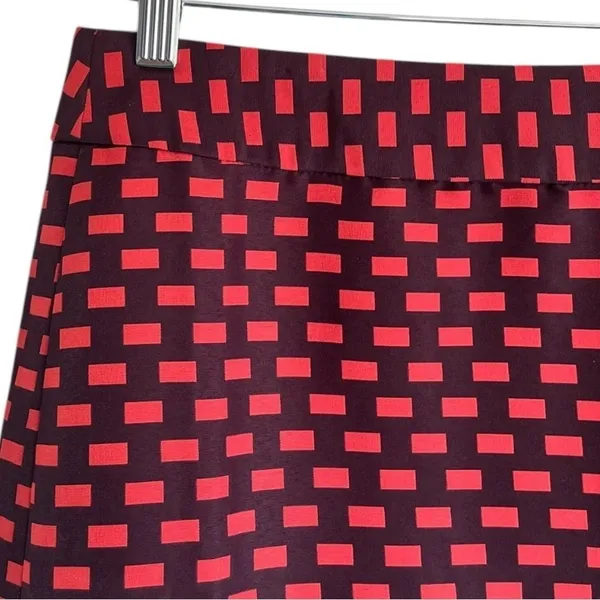 LOFT Red & Black Geometric Print A-Line Mini Skirt Size 6 Career Office Chic - Image 7