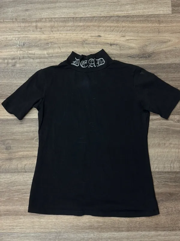 Widow Mock Neck Embroidered Dead Alt Goth Tee Shirt Women’s Large - Image 2