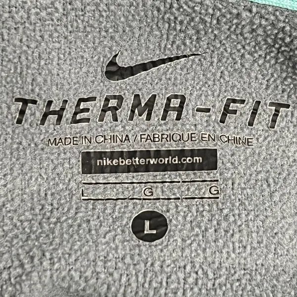 Nike Therma-Fit Hoodie Womens L Gray Mint Fleece Pullover Thumbholes Sweatshirt - Image 4