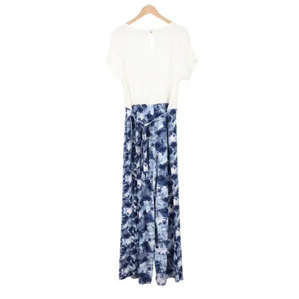 Ultra Flirt Jumpsuit Womens 2X White Blue Tie Dye Wide Leg Excellent - Image 4