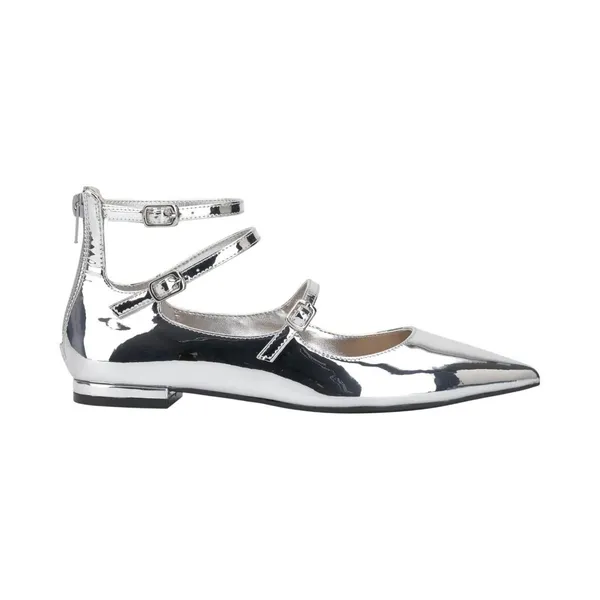 NWT INC International Concepts Valan Triple-Strapped Flats Silver Gray 10M - Image 2