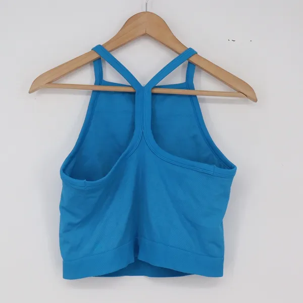 Unbranded Tank Top Womens S Cropped Ribbed Blue High Neck Racerback Excellent - Image 2