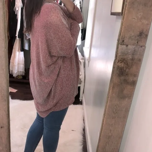 Le Lis medium red striped sweater knit cardigan - Image 4