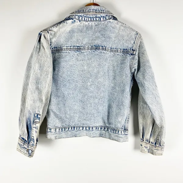 Alice And Olivia Dean Boxy Cropped Cotton Button Front Jean Denim Jacket Acid XS - Image 3