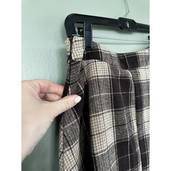 DAZY Kpop High Waist Plaid A-line Skirt CG2 Brown Size Large Lined Cottage​​​ - Image 6