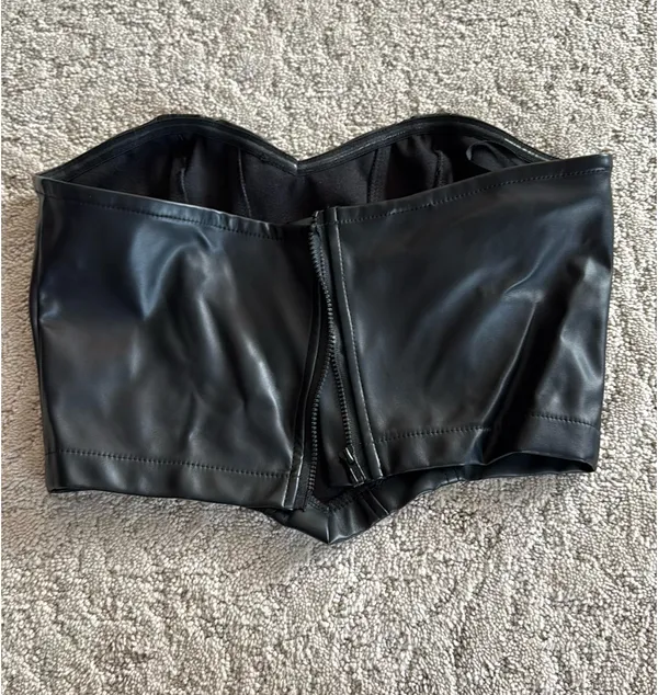 Black Leather Tube Top Shein - Image 2