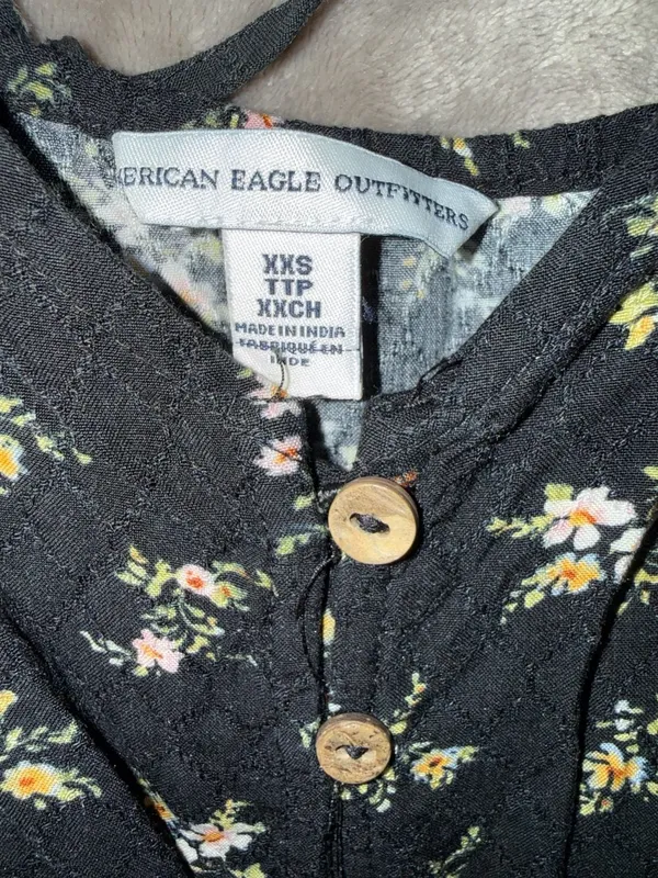 American Eagle Outfitters Floral Button-Front Midi Dress XXS - Image 3