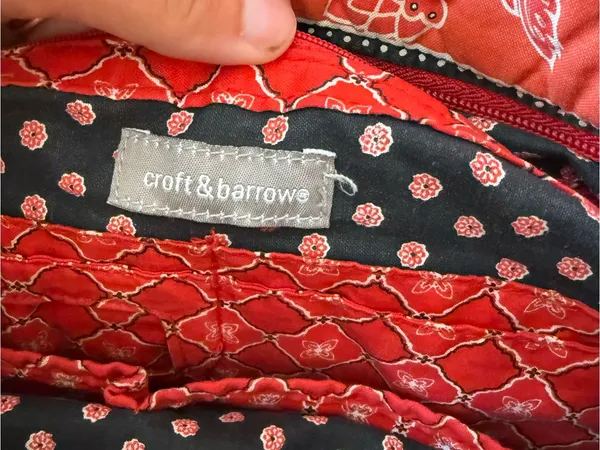 Croft & Barrow Red Quilted Floral Tote Bag Shoulder Bag Y2K - Image 4