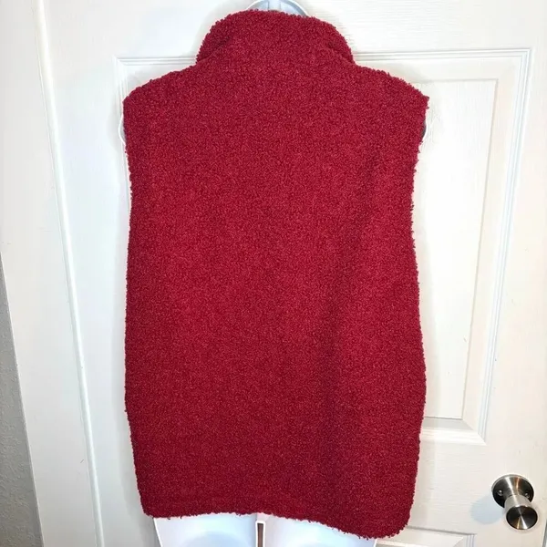 Umgee Teddy Vest Zipper Fuzzy Dark Cherry M - Image 6