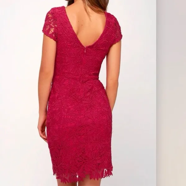 NWT Lulus‎ Right Sheer, Right Now Magenta Lace Bodycon Dress MEDIUM - Image 4