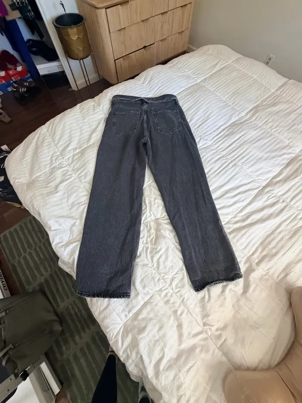 Agolde Echo Taper fold over mid waist Zephyr vintage washed black jeans 29 - Image 10