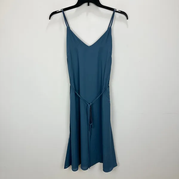 NEW Lulus Dusty Blue Tie Back Slip Mini Dress Adjustable Straps Chiffon Small - Image 2