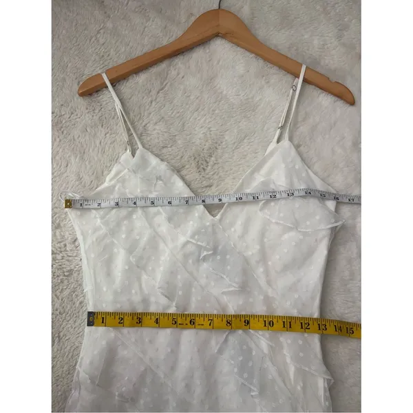 Lulus More Than Gorgeous White Mesh Ruffled Swiss Dot Midi Dress Size Small NWT - Image 6